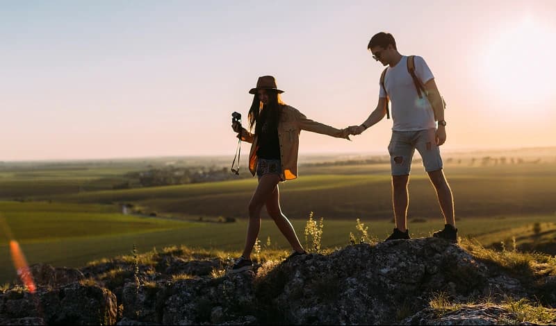 Couple traveling