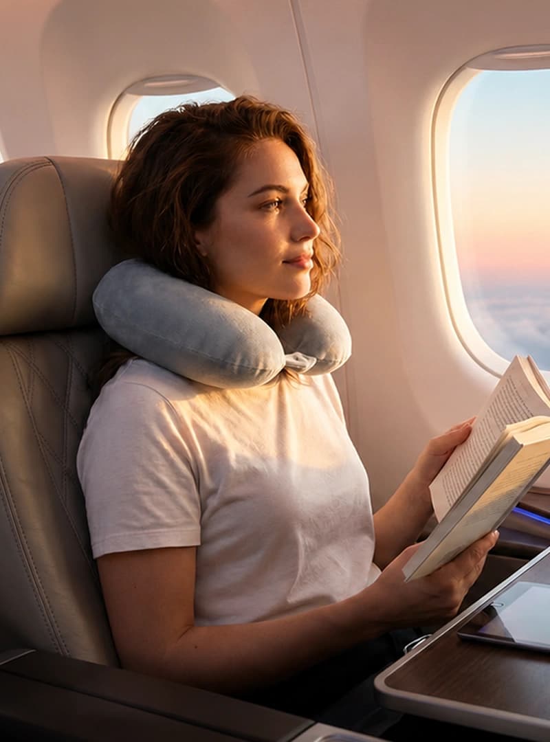 Traveler on airplane